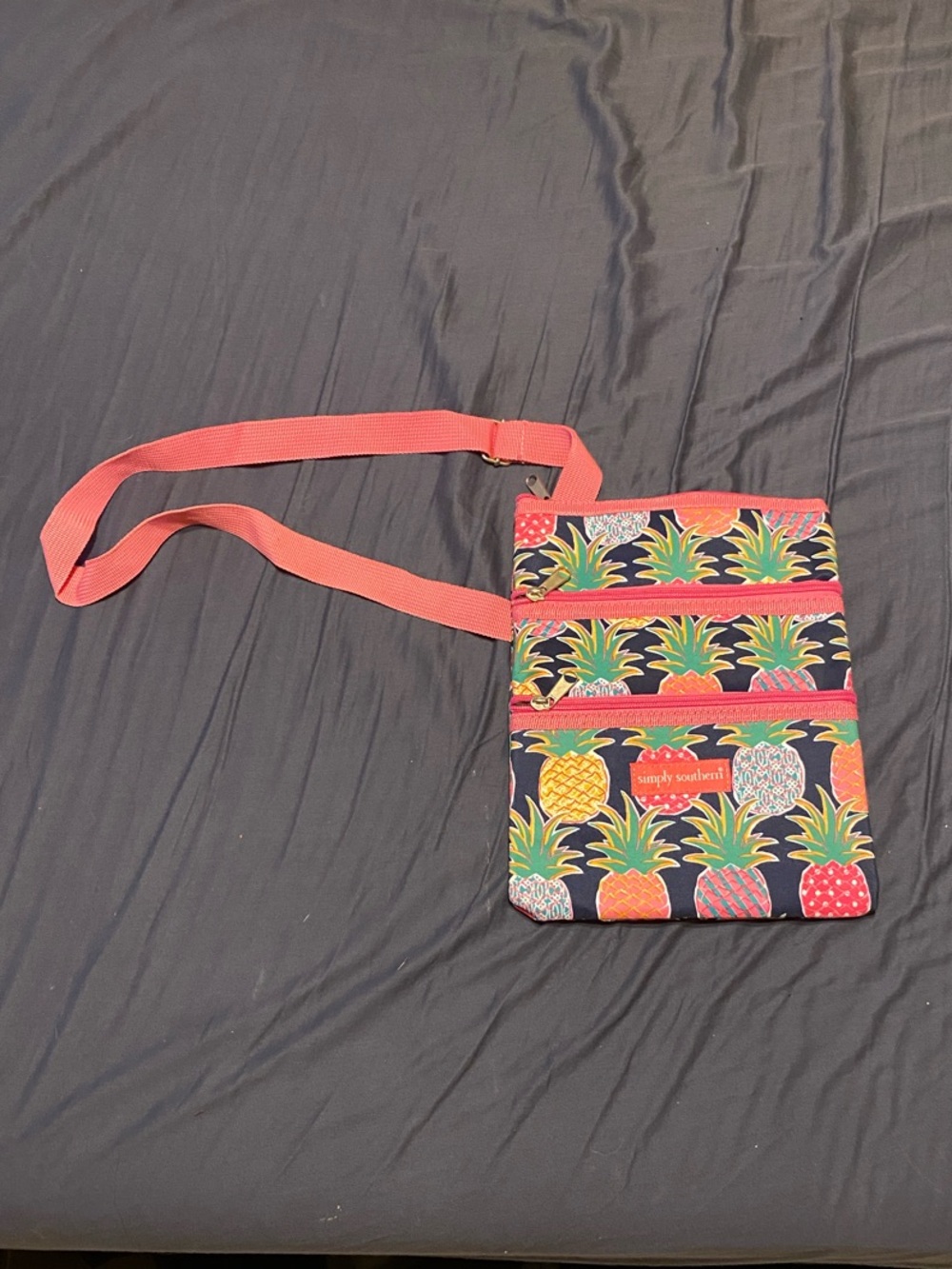 Simply Southern Pineapple Crossbody with Coral Strap
